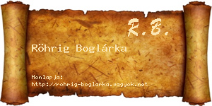 Röhrig Boglárka névjegykártya